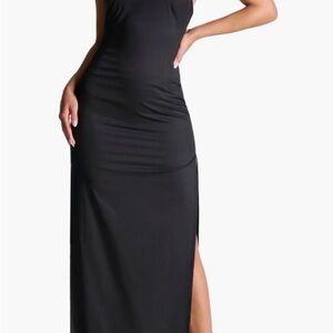 Naked Wardrobe Black halter corset top Maxi Dress